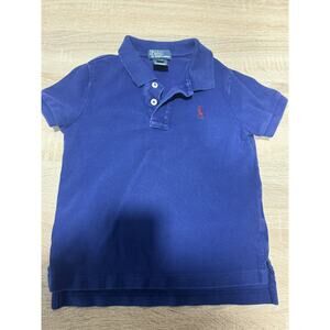 Polo Ralph Lauren Youth Boys 4 Short Sleeve Shirt Blue w/ Red Pony